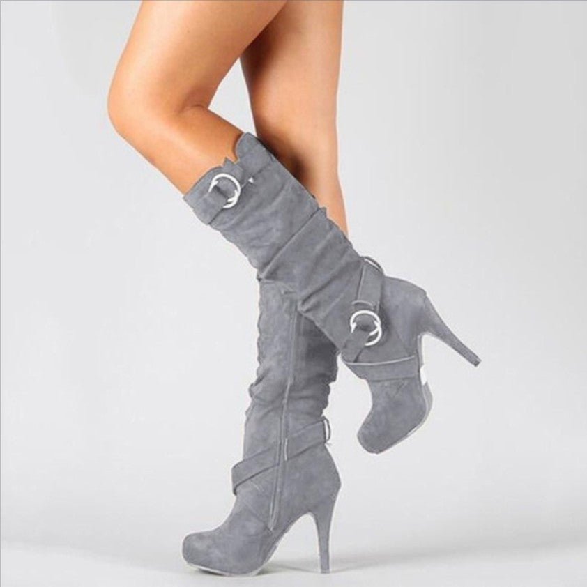 Ava Women's High Heel Boots | Chic Buckle Detail, Comfortable & Versatile 0