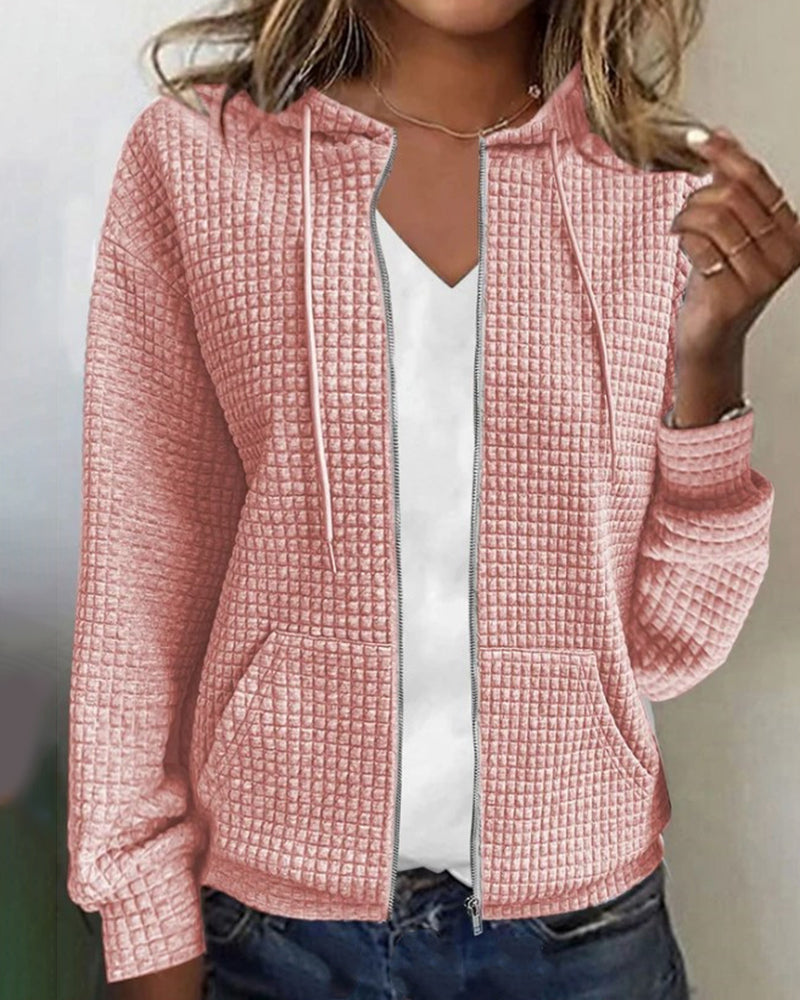 Ava Women's Hoodie Jacket | Cozy Waffle Knit 2