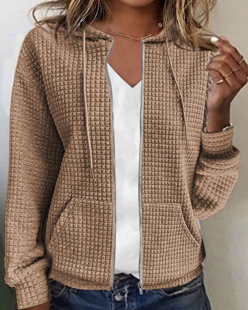 Ava Women's Hoodie Jacket | Cozy Waffle Knit 3