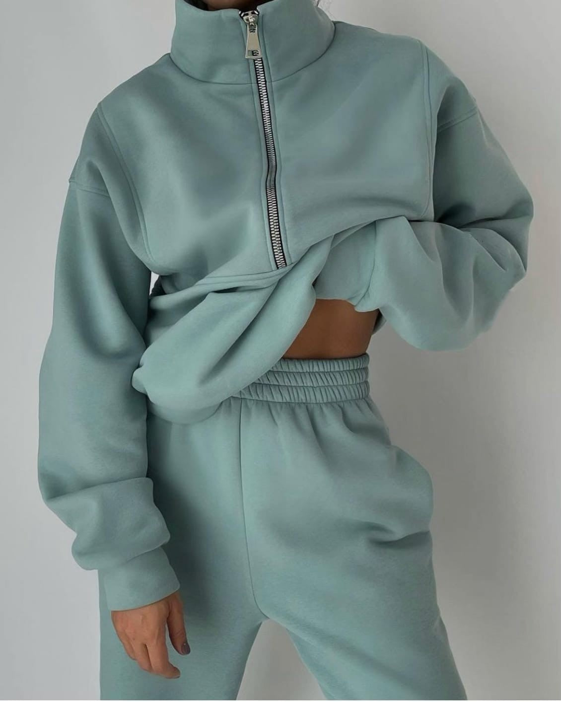 Ava Women's Jogger Set | Modern Half Zip Sweatshirt, Cozy Matching Sweatsuit 1