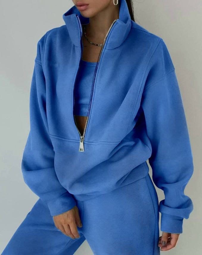 Ava Women's Jogger Set | Modern Half Zip Sweatshirt, Cozy Matching Sweatsuit 2