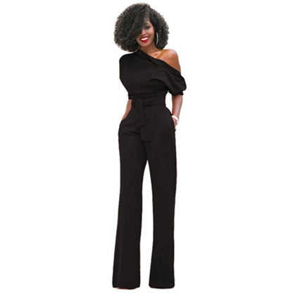 Ava Women's Jumpsuit | Asymmetrical Design, Chic Black Jumpsuit 0