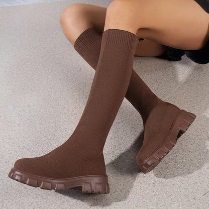 Ava Women's Knee High Boots | Stretch Knit Design, Chunky Sole 2