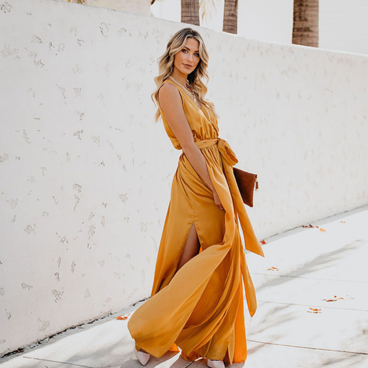 Ava Women's Maxi Dress | Flowing Fabric, Side Slit 0