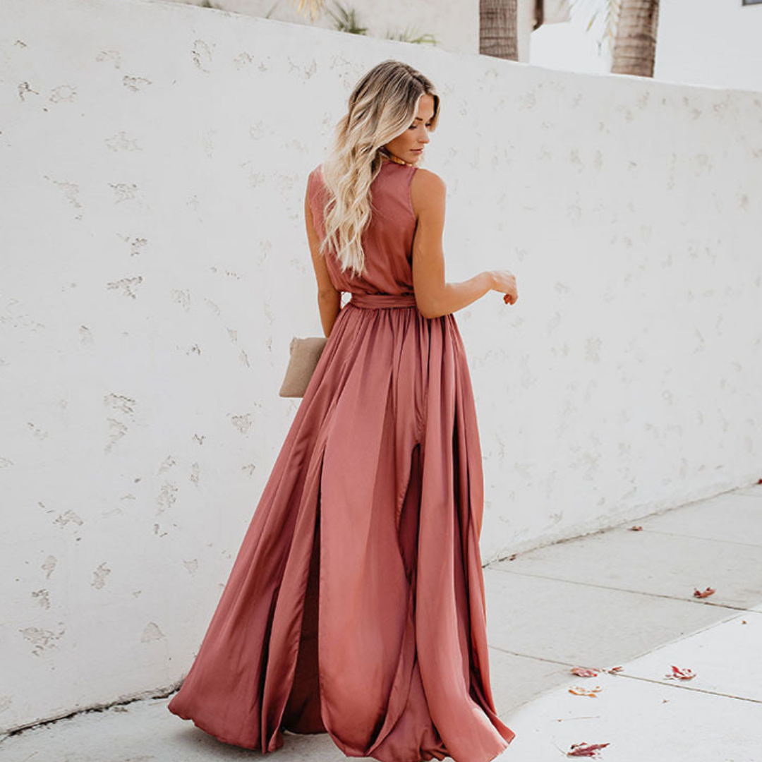 Ava Women's Maxi Dress | Flowing Fabric, Side Slit 1