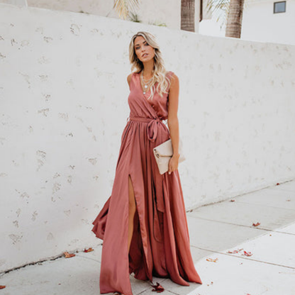 Ava Women's Maxi Dress | Flowing Fabric, Side Slit 3