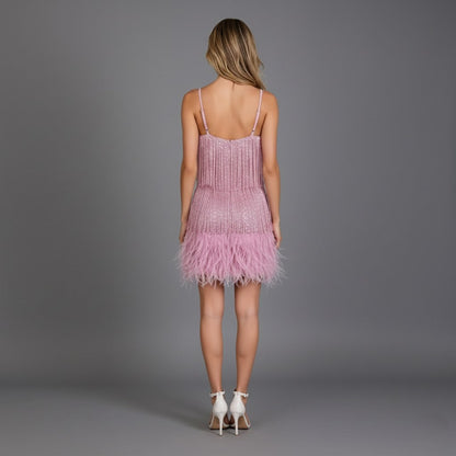 Ava Women's Mini Dress | Fringe and Feather Detail, Cocktail Style 6