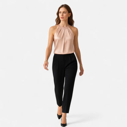 Ava Women's Satin Tank | Elegant Draped Design 1