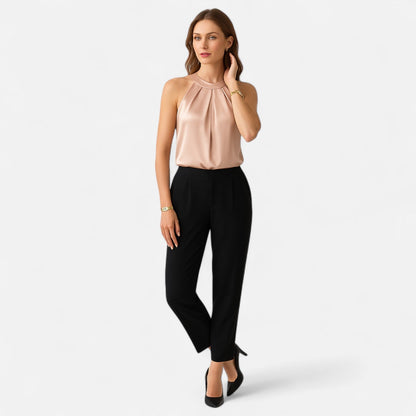 Ava Women's Satin Tank | Elegant Draped Design 2