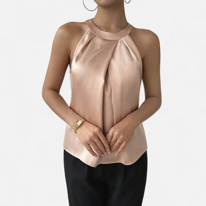 Ava Women's Satin Tank | Elegant Draped Design 3