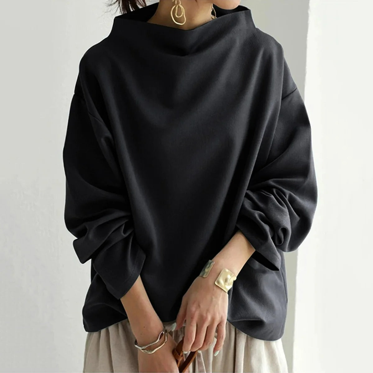 Ava Women's Turtleneck Sweater | Classic Black, Cozy Fit 1