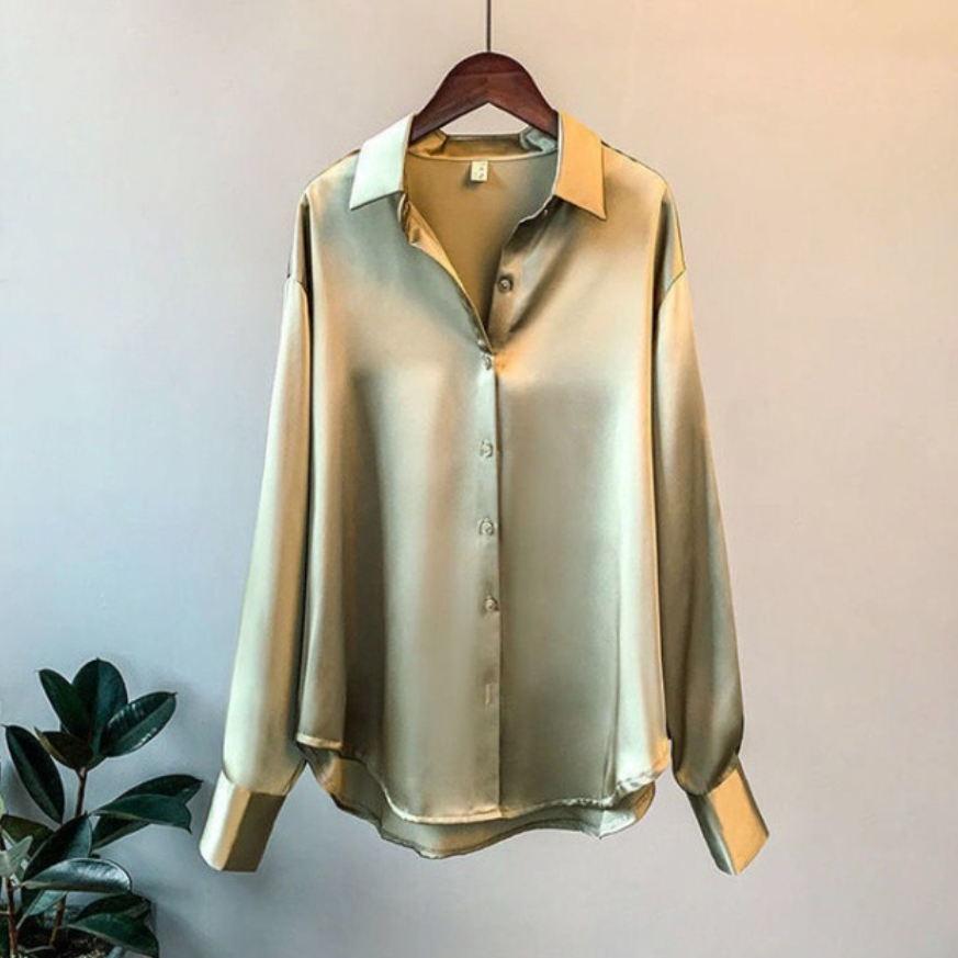 Ava Women's White Blouse | Elegant Button-Down Long Sleeve Top 1