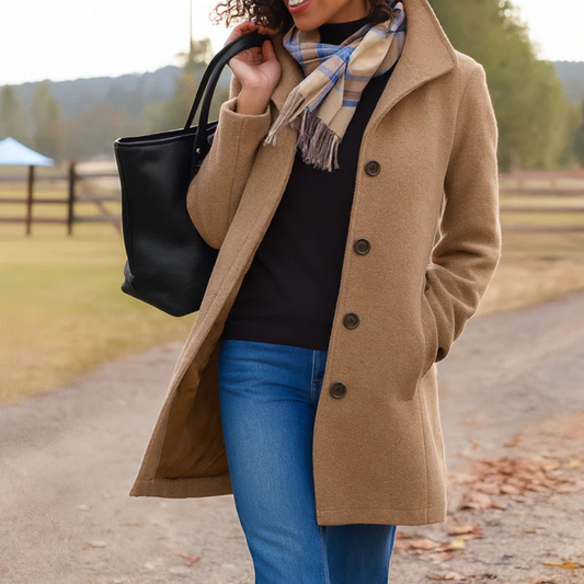 Ava Women's Winter Coat | Classic Button Front Design 0