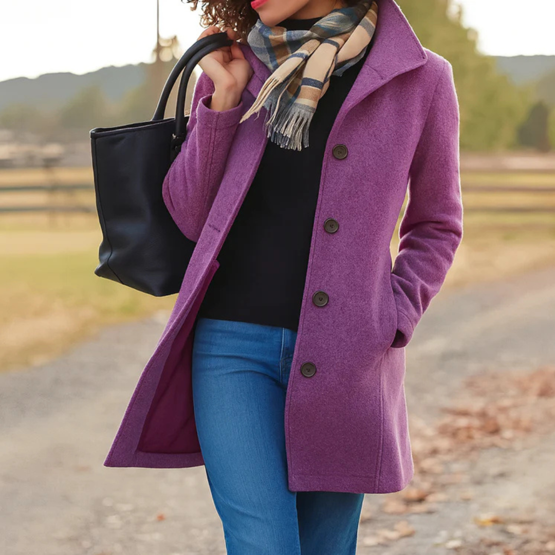 Ava Women's Winter Coat | Classic Button Front Design 1