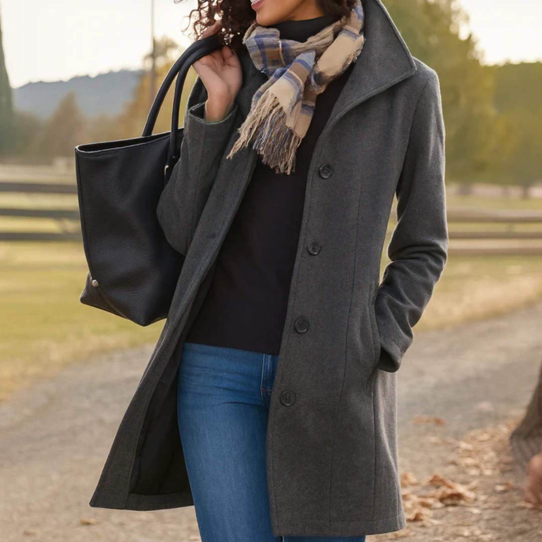 Ava Women's Winter Coat | Classic Button Front Design 3
