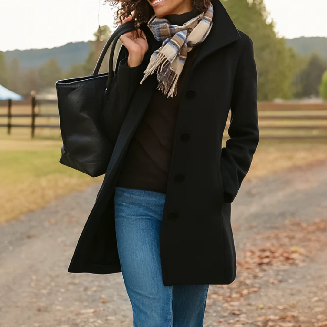 Ava Women's Winter Coat | Classic Button Front Design 4