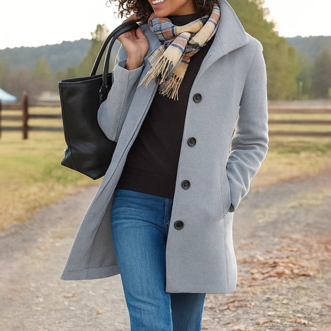 Ava Women's Winter Coat | Classic Button Front Design 5