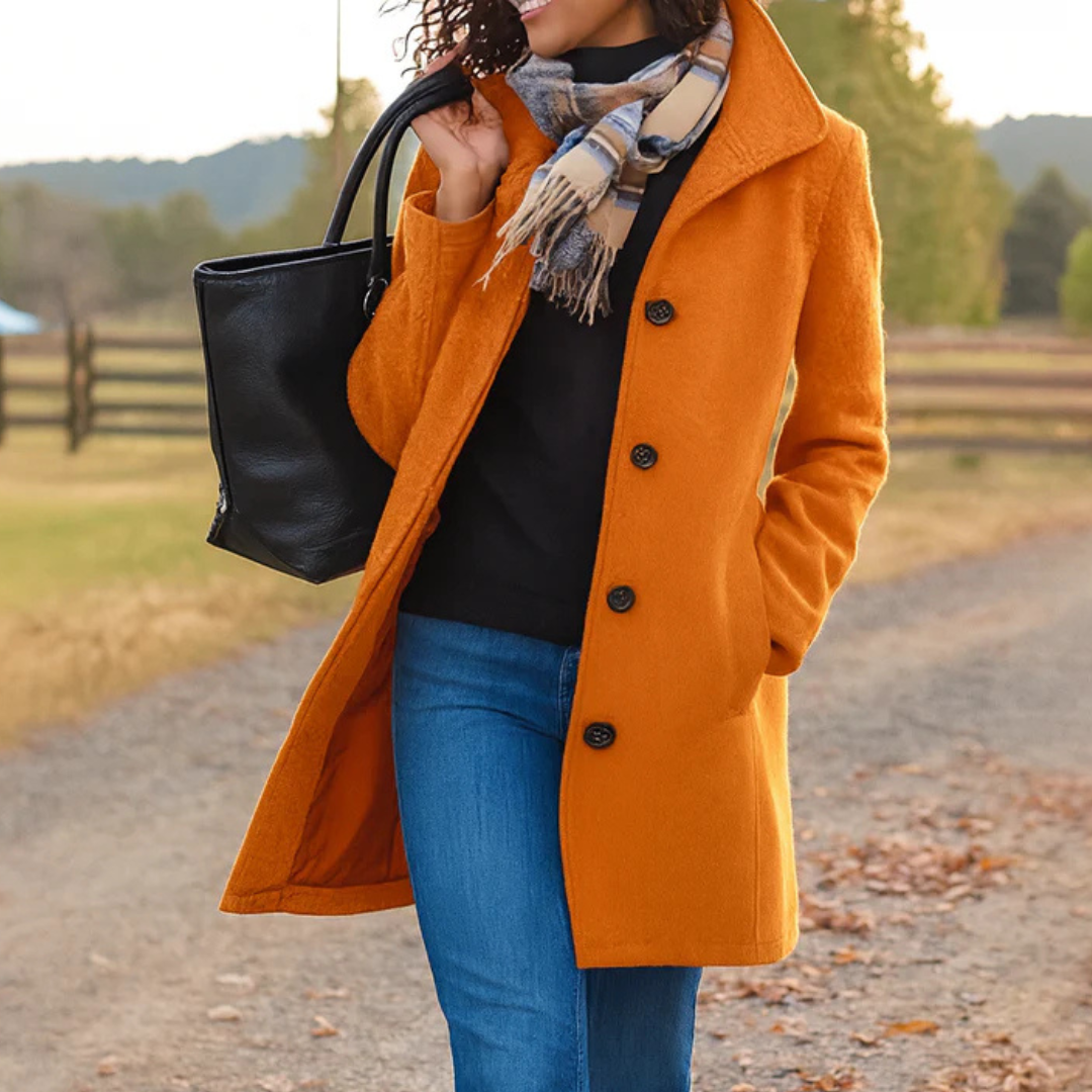 Ava Women's Winter Coat | Classic Button Front Design 6