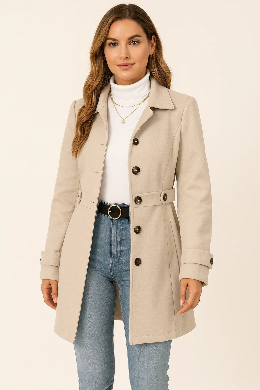 Aveline Women's Trench Coat | Tailored Fit, Adjustable Belt, Lightweight 0