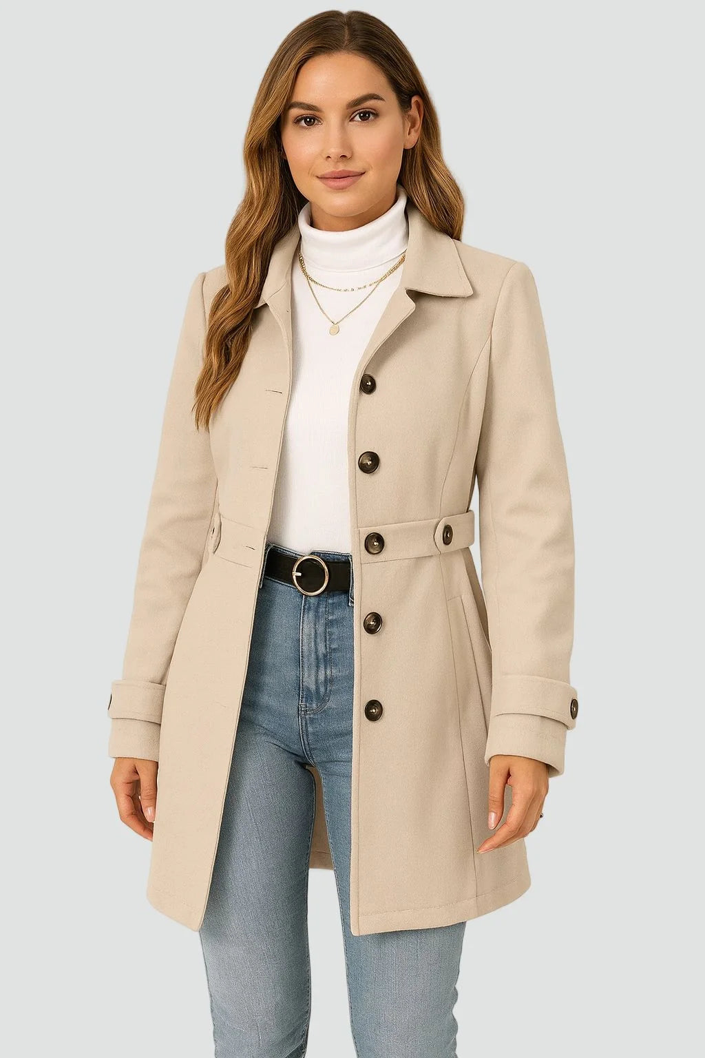 Aveline Women's Trench Coat | Tailored Fit, Adjustable Belt, Lightweight 1