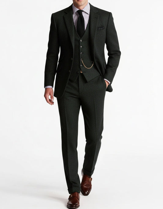 Avery Men's Three-Piece Tuxedo Suit | Classic Tweed Design 1