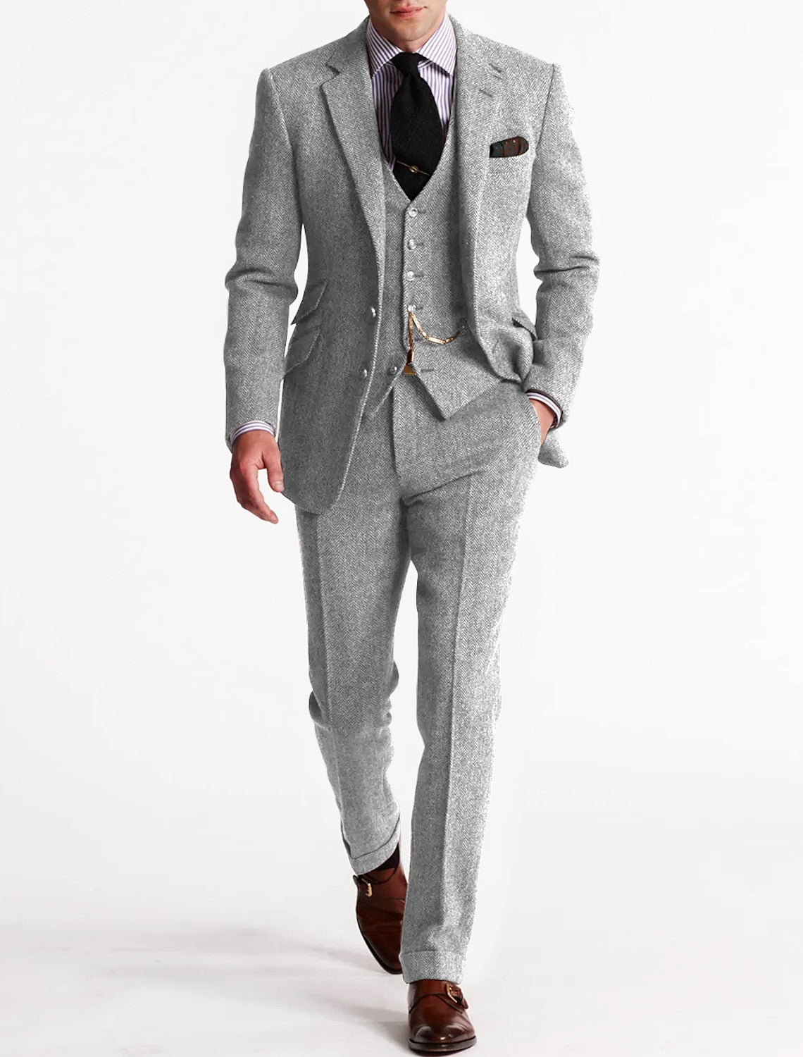 Avery Men's Three-Piece Tuxedo Suit | Classic Tweed Design 3