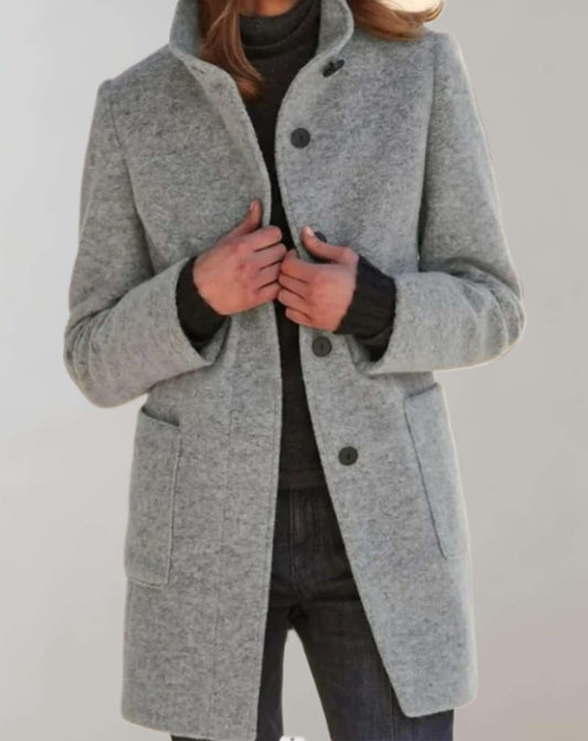 Avery Women's Wool Coat | Elegant Button Closure, Winter Essential 0
