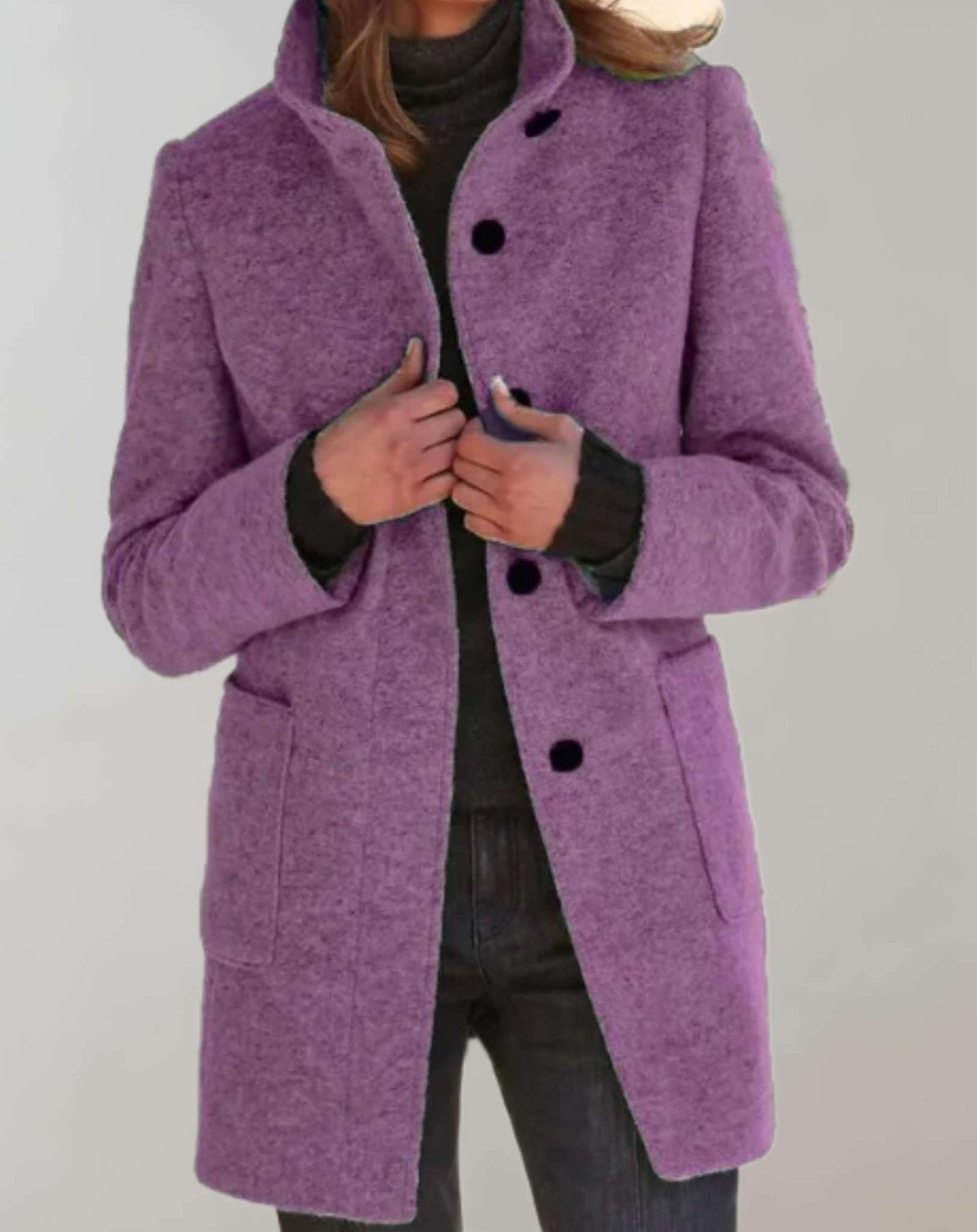 Avery Women's Wool Coat | Elegant Button Closure, Winter Essential 4