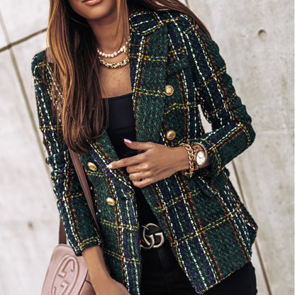 Bella Women's Blazer | Classic Check Pattern, Double Breasted 0