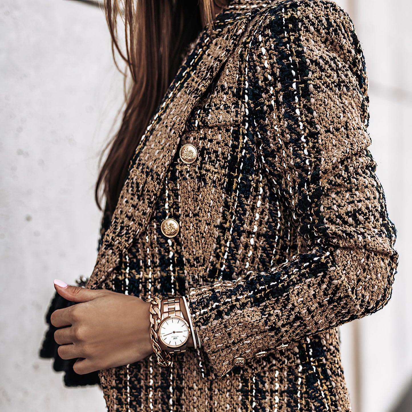 Bella Women's Blazer | Classic Check Pattern, Double Breasted 6
