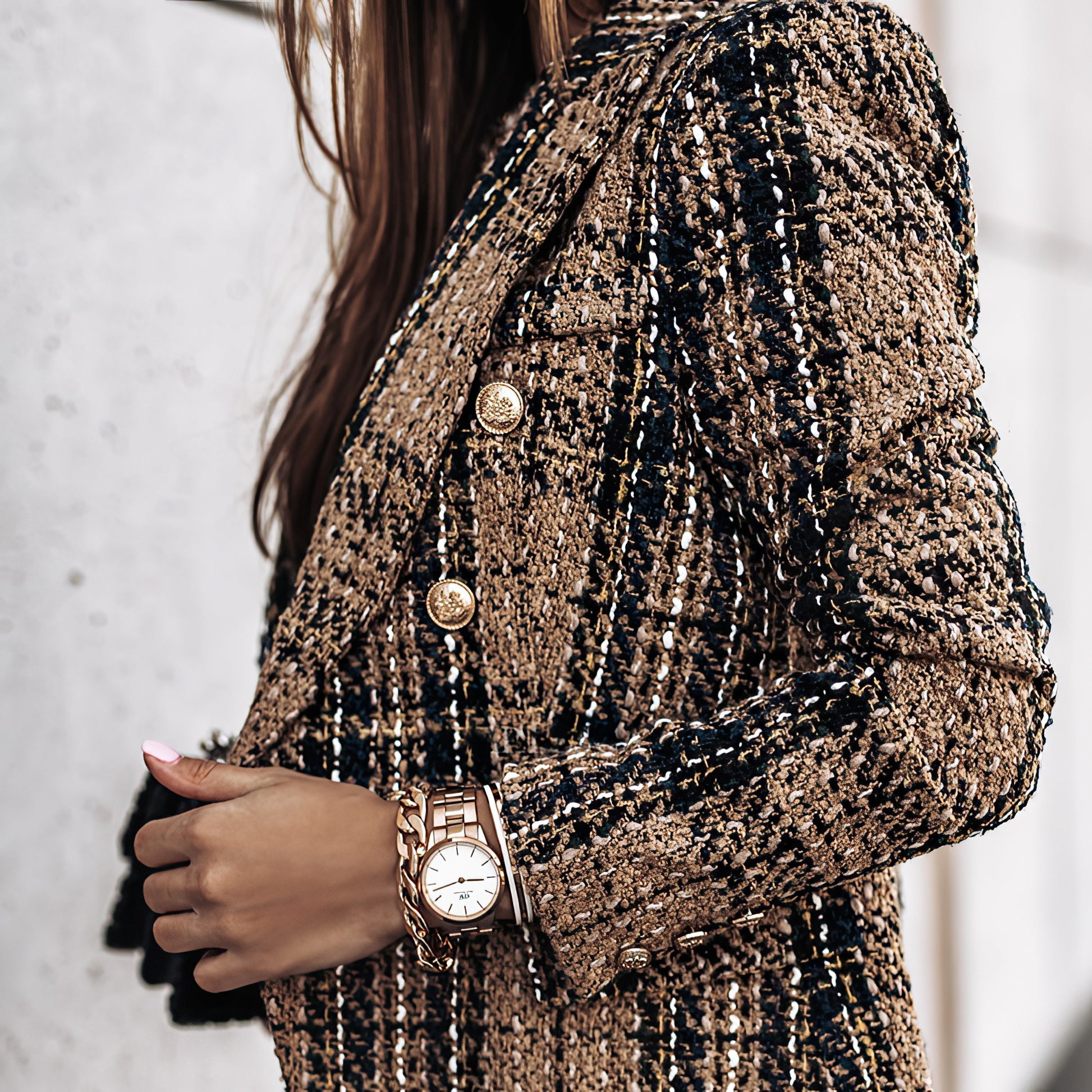 Bella Women's Blazer | Classic Check Pattern, Double Breasted 6