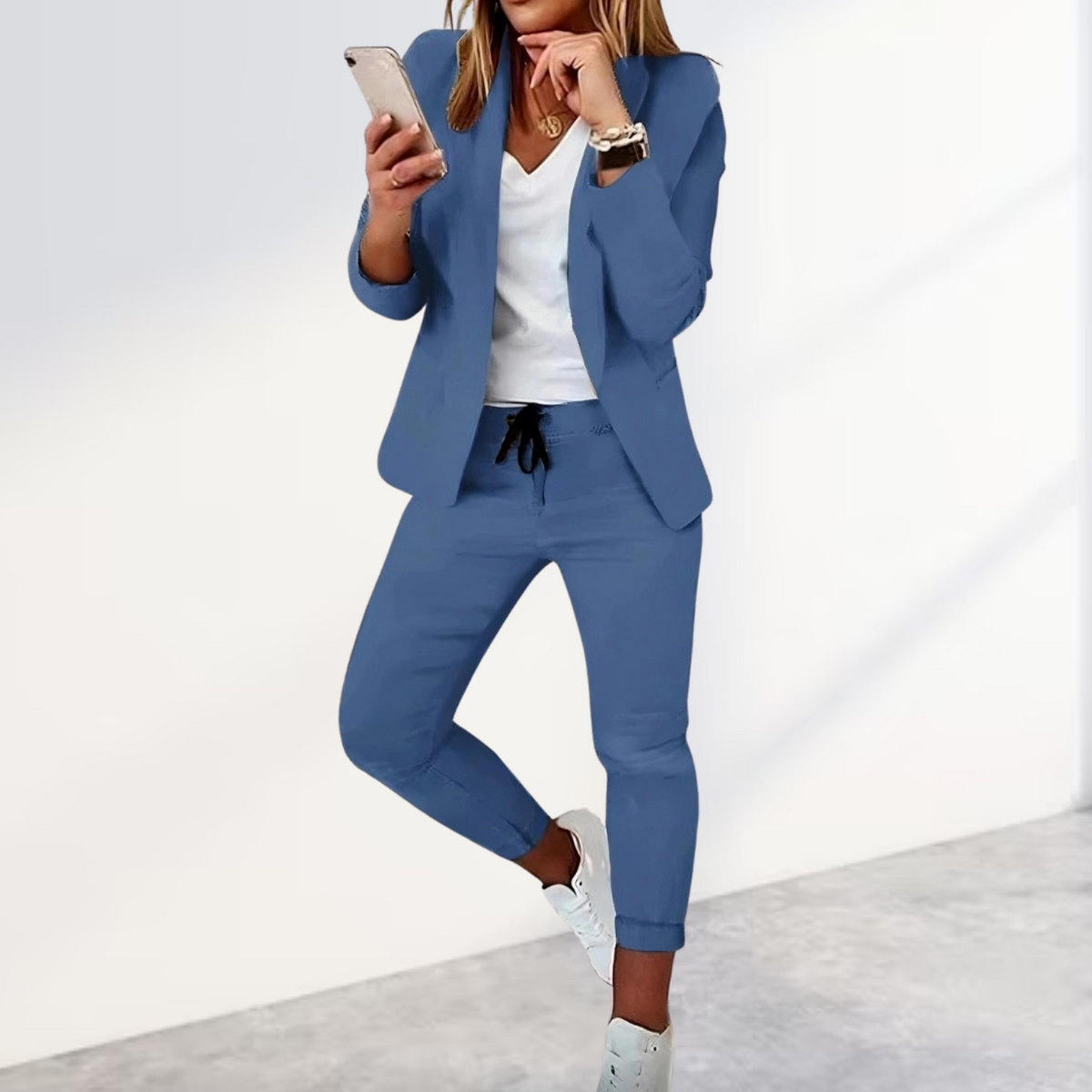 Bella Women's Blazer & Trousers Set - Elegant Plus Size Pant Suit - 3