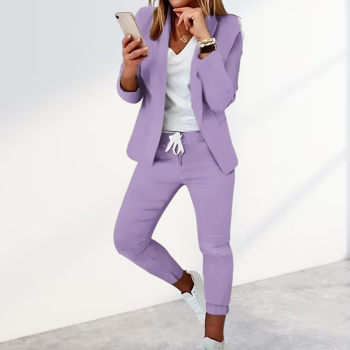 Bella Women's Blazer & Trousers Set - Elegant Plus Size Pant Suit - 4