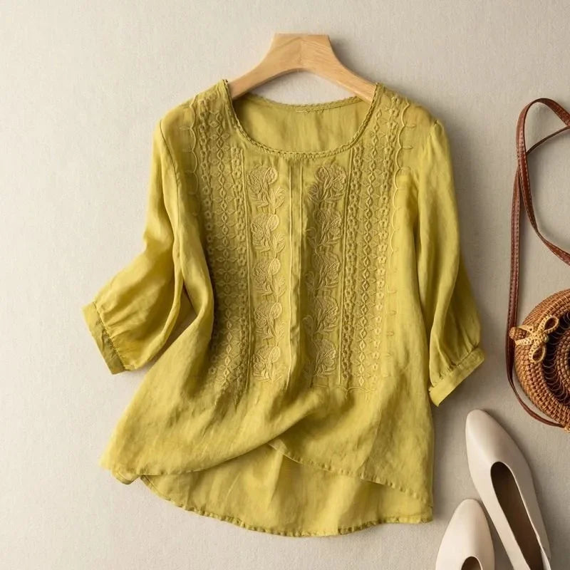 Bella Women's Blouse | 3/4 Sleeves, Vintage Style 0