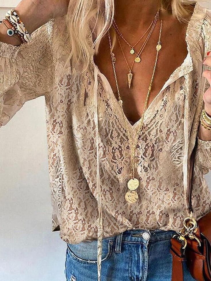 Bella Women's Blouse | Boho Style with Split Neckline 0