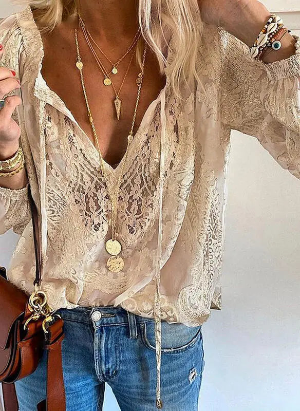 Bella Women's Blouse | Boho Style with Split Neckline 4