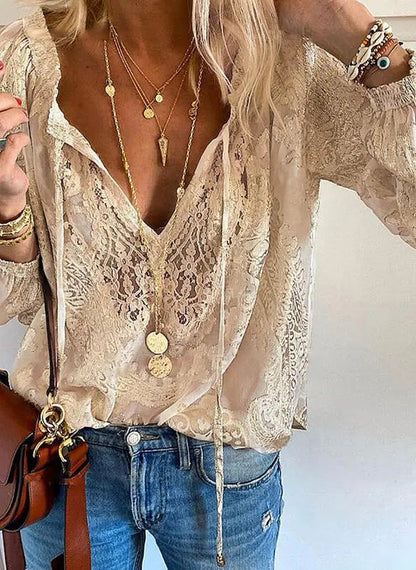 Bella Women's Blouse | Boho Style with Split Neckline 4