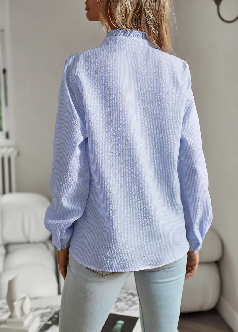 Bella Women's Blouse | Elegant Ruffle Button-Down Design 2
