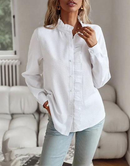 Bella Women's Blouse | Elegant Ruffle Button-Down Design 4