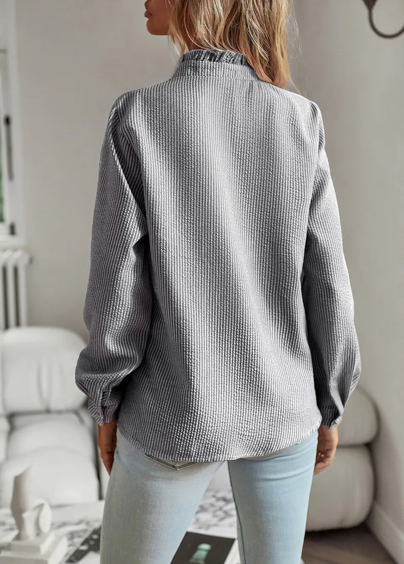 Bella Women's Blouse | Elegant Ruffle Button-Down Design 8