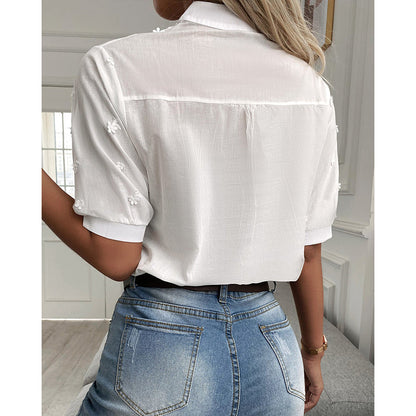 Bella Women's Blouse | Puff Sleeve White Top, Elegant Design 2