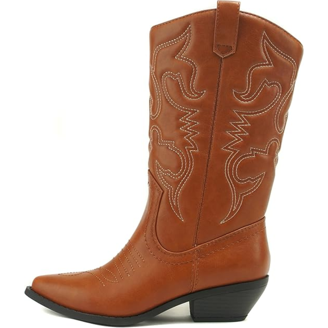 Bella Women's Cowboy Boots | Faux Leather, Classic Western Style 1