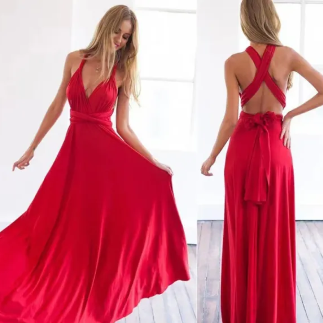 Bella Women's Maxi Dress | Backless Wrap Design 10