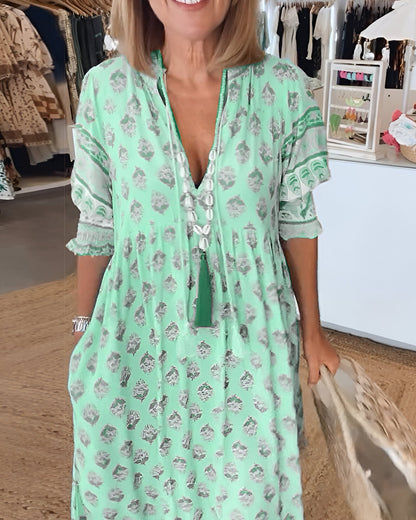 Bella Women's Maxi Dress | Boho Floral V-Neck, Effortless Summer Style 6