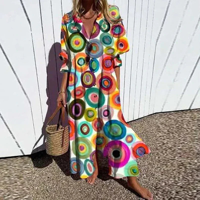 Bella Women's Maxi Dress | Boho Print, V-Neck 5