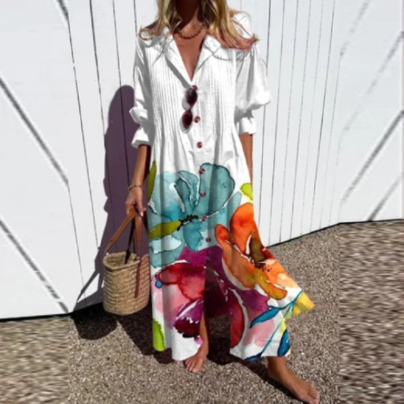 Bella Women's Maxi Dress | Boho Print, V-Neck 6