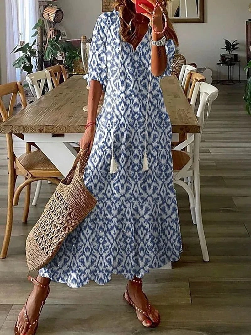 Bella Women's Midi Dress | Boho Style, Summer Ready with Half-Length Sleeves 5