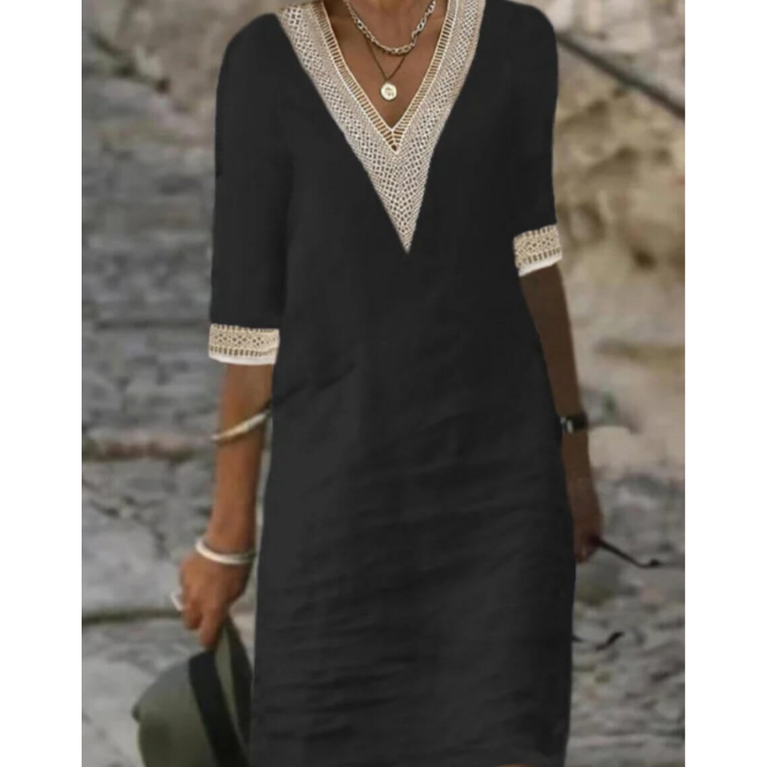 Bella Women's Midi Dress | Boho V-Neck, Half Sleeve 6