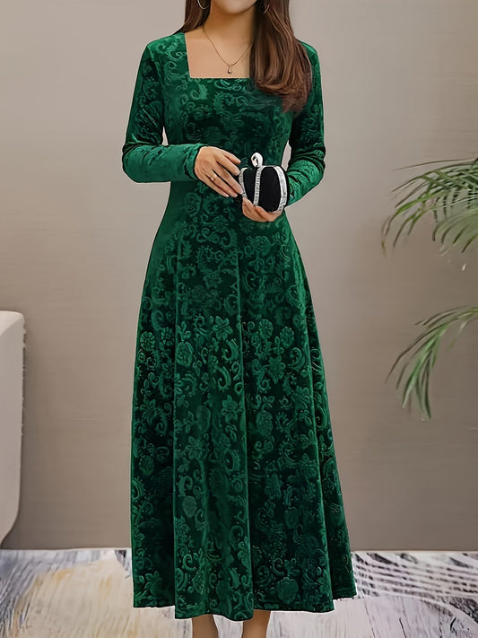 Bella Women's Midi Dress | Floral Velvet Elegance 1