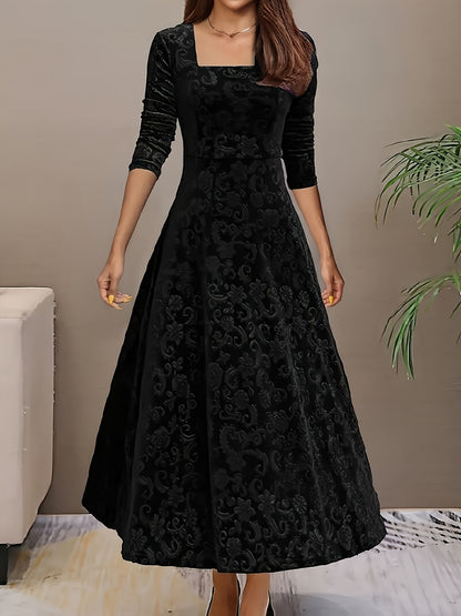 Bella Women's Midi Dress | Floral Velvet Elegance 4